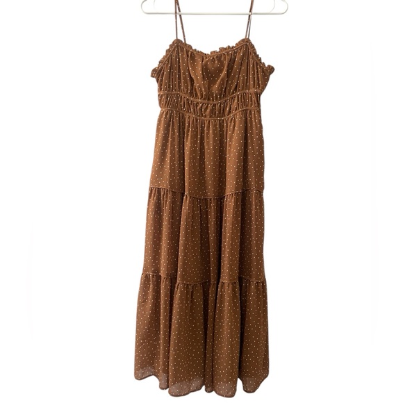 MADEWELL Sophia Cani Tiered midi Dress in Dot size 0 in Sepia sun dress - Picture 2 of 9